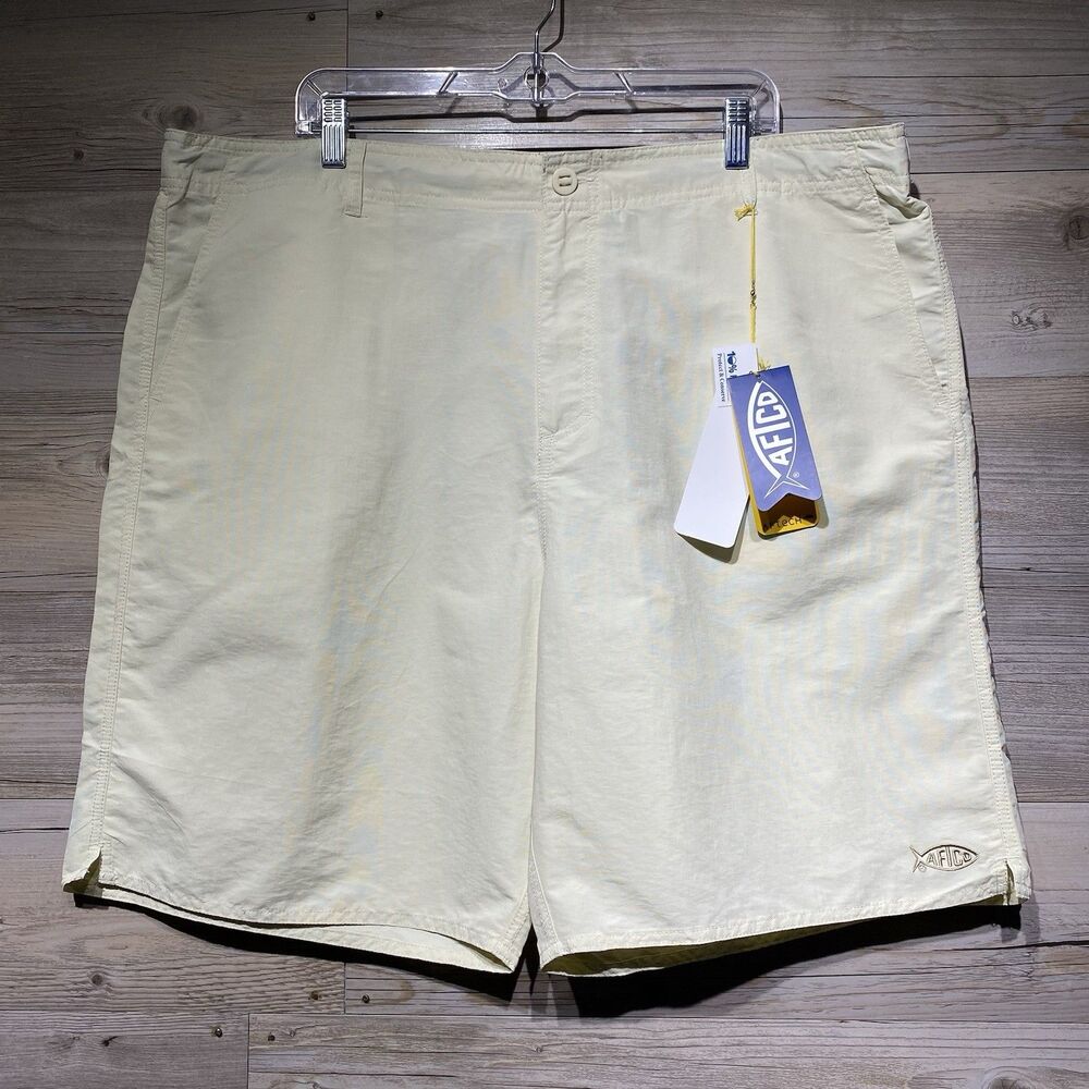 AFTCO Everyday Shorts Nylon Active Fit UPF 50 Mens 42x9 Bone Cream Fishing Beach
